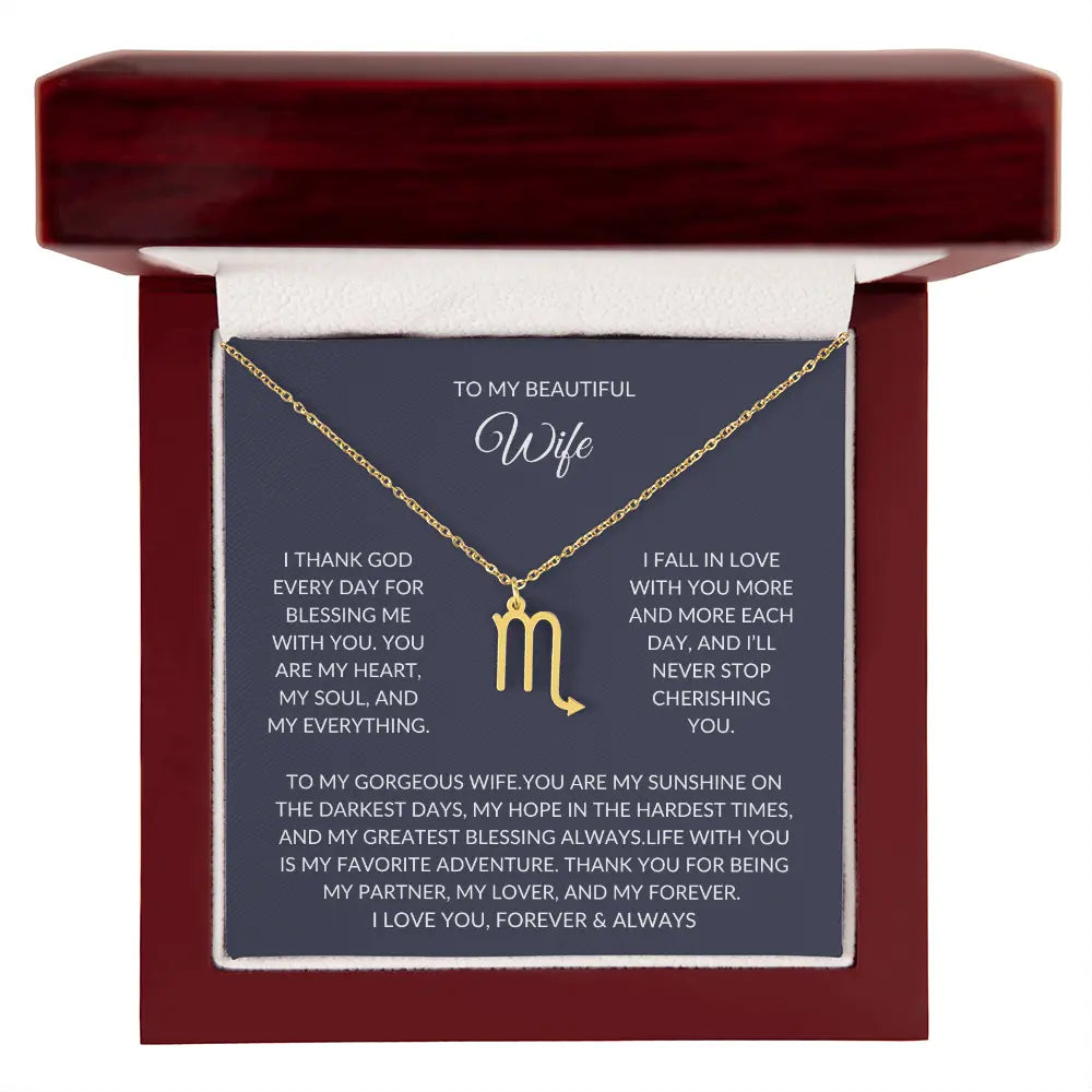 To my beautiful wife - Zodiac Symbol Necklace - Forever Love Gift prime Collection Hub
