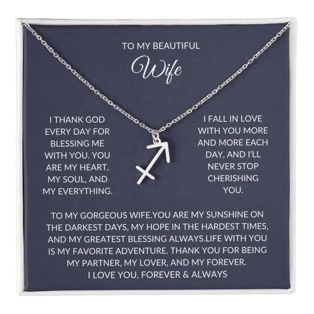 To my beautiful wife - Zodiac Symbol Necklace - Forever Love Gift prime Collection Hub