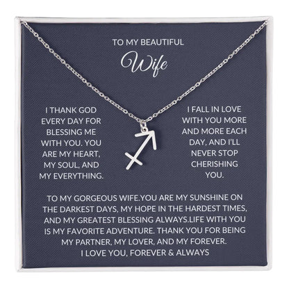 To my beautiful wife - Zodiac Symbol Necklace - Forever Love Gift prime Collection Hub