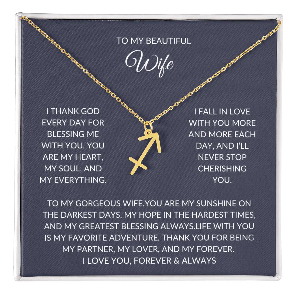 To my beautiful wife - Zodiac Symbol Necklace - Forever Love Gift prime Collection Hub