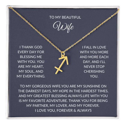 To my beautiful wife - Zodiac Symbol Necklace - Forever Love Gift prime Collection Hub