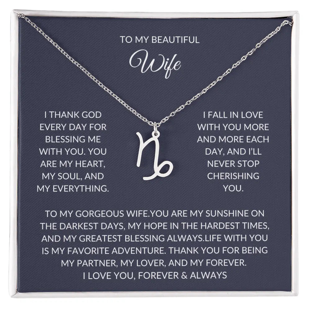 To my beautiful wife - Zodiac Symbol Necklace - Forever Love Gift prime Collection Hub