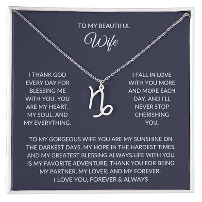 To my beautiful wife - Zodiac Symbol Necklace - Forever Love Gift prime Collection Hub