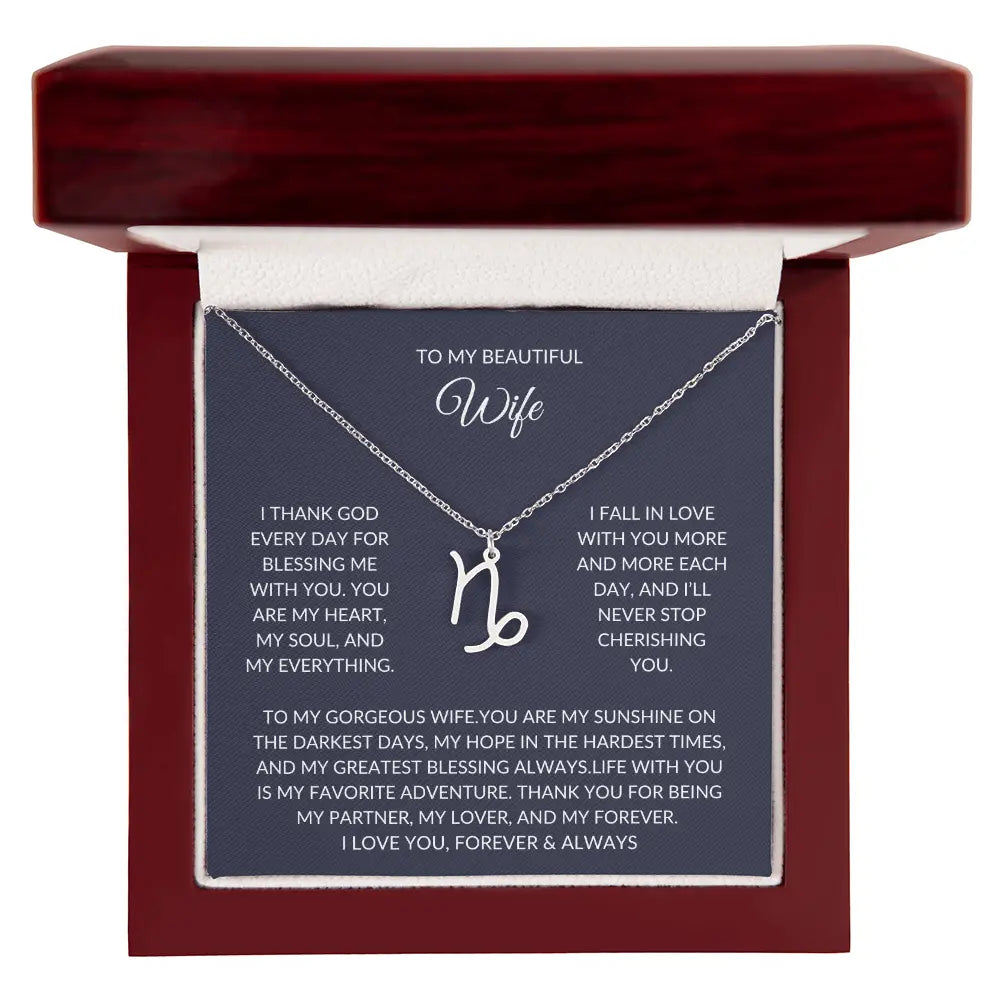 To my beautiful wife - Zodiac Symbol Necklace - Forever Love Gift prime Collection Hub