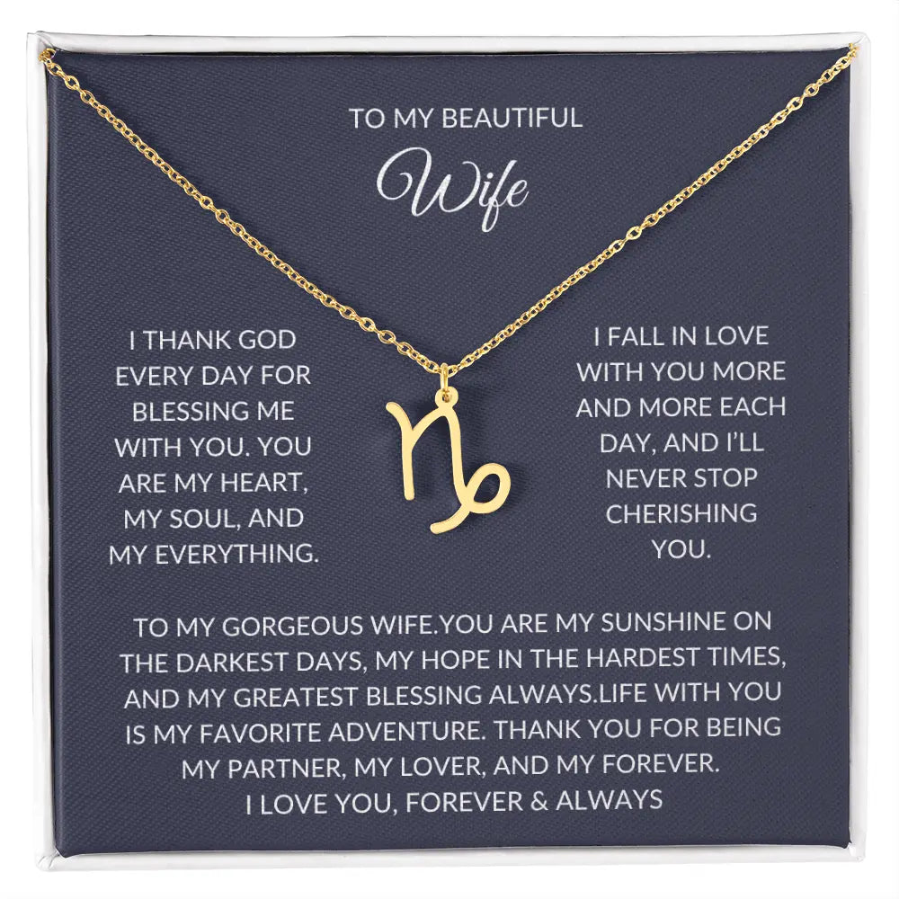 To my beautiful wife - Zodiac Symbol Necklace - Forever Love Gift prime Collection Hub