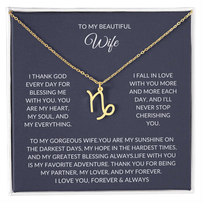 To my beautiful wife - Zodiac Symbol Necklace - Forever Love Gift prime Collection Hub