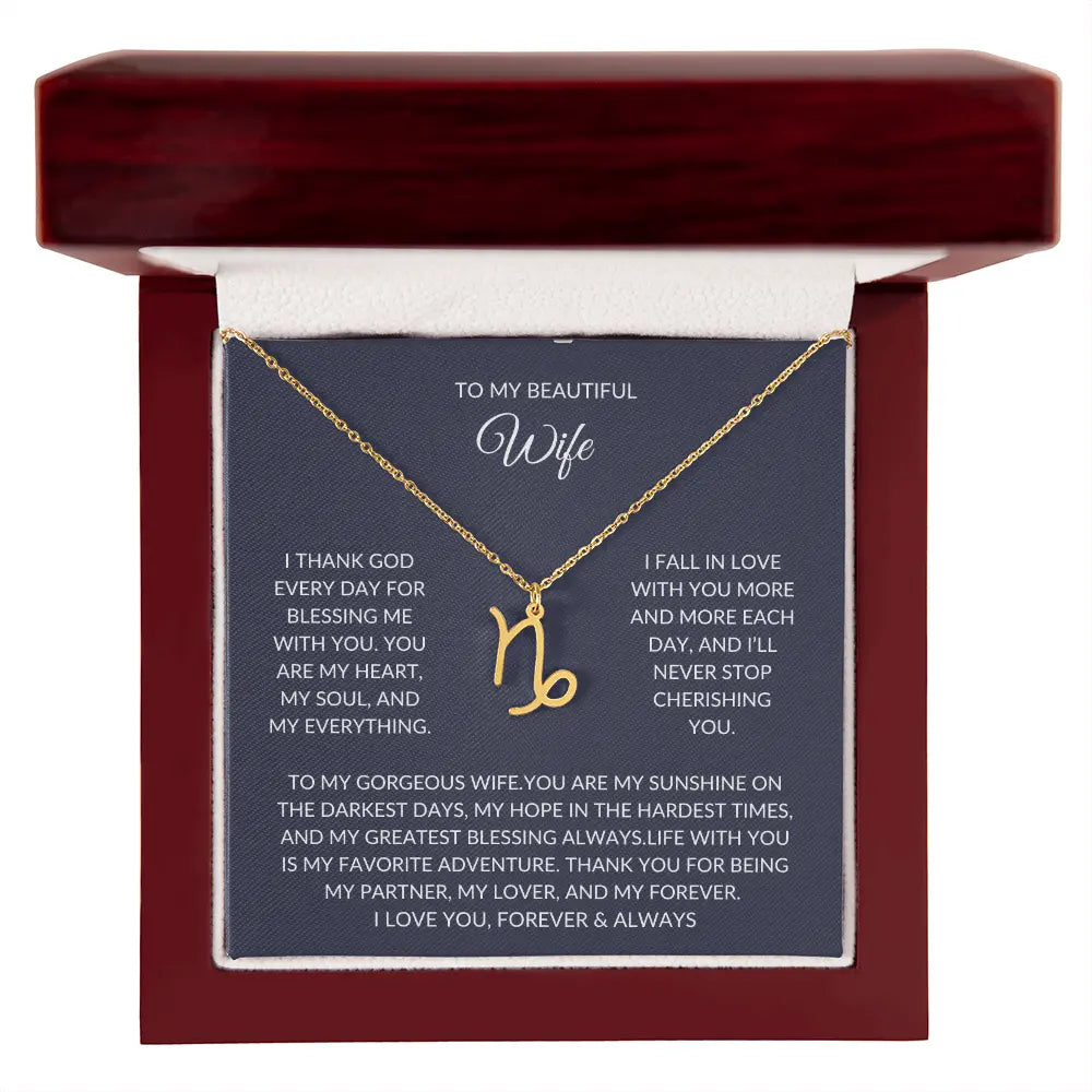 To my beautiful wife - Zodiac Symbol Necklace - Forever Love Gift prime Collection Hub