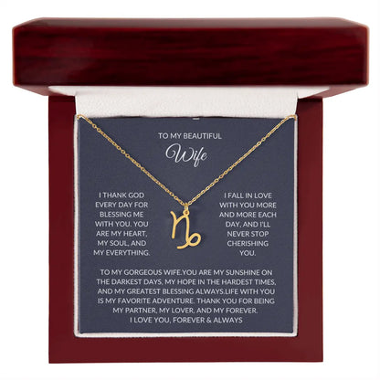 To my beautiful wife - Zodiac Symbol Necklace - Forever Love Gift prime Collection Hub