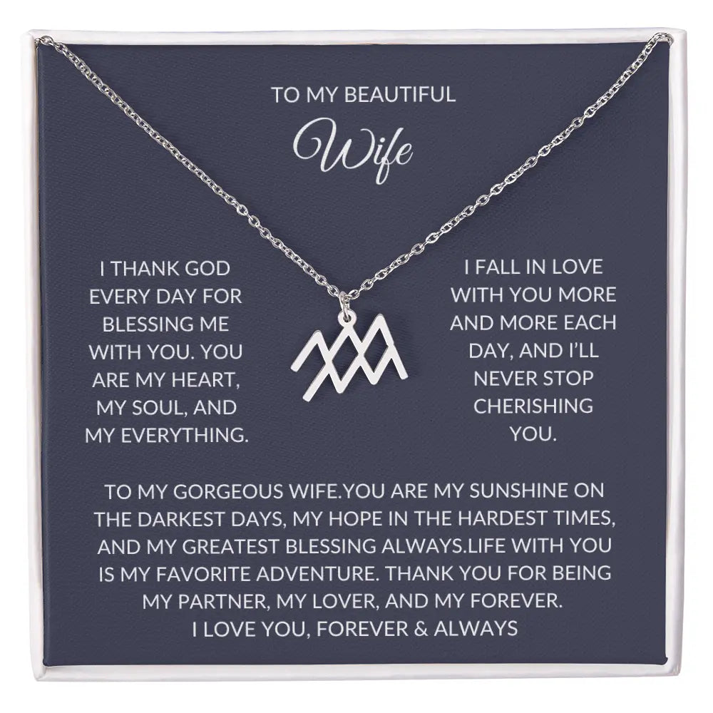 To my beautiful wife - Zodiac Symbol Necklace - Forever Love Gift prime Collection Hub