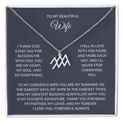 To my beautiful wife - Zodiac Symbol Necklace - Forever Love Gift prime Collection Hub