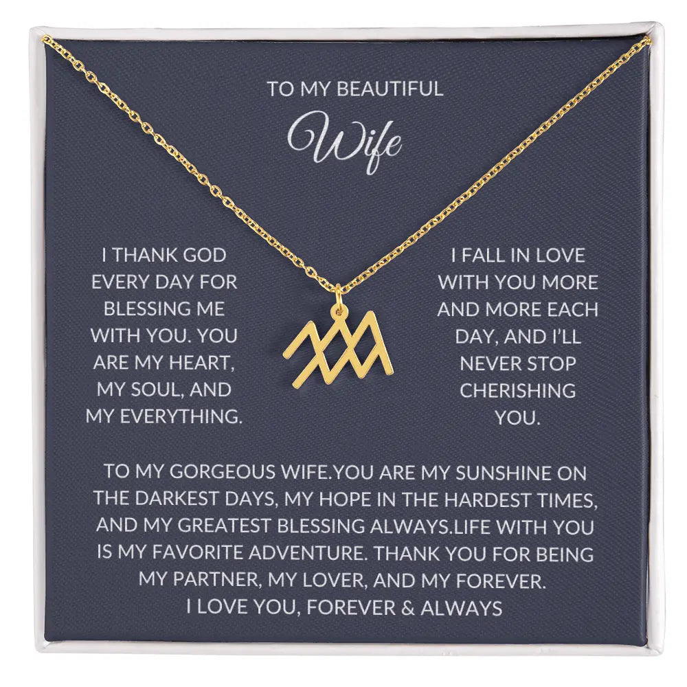 To my beautiful wife - Zodiac Symbol Necklace - Forever Love Gift prime Collection Hub