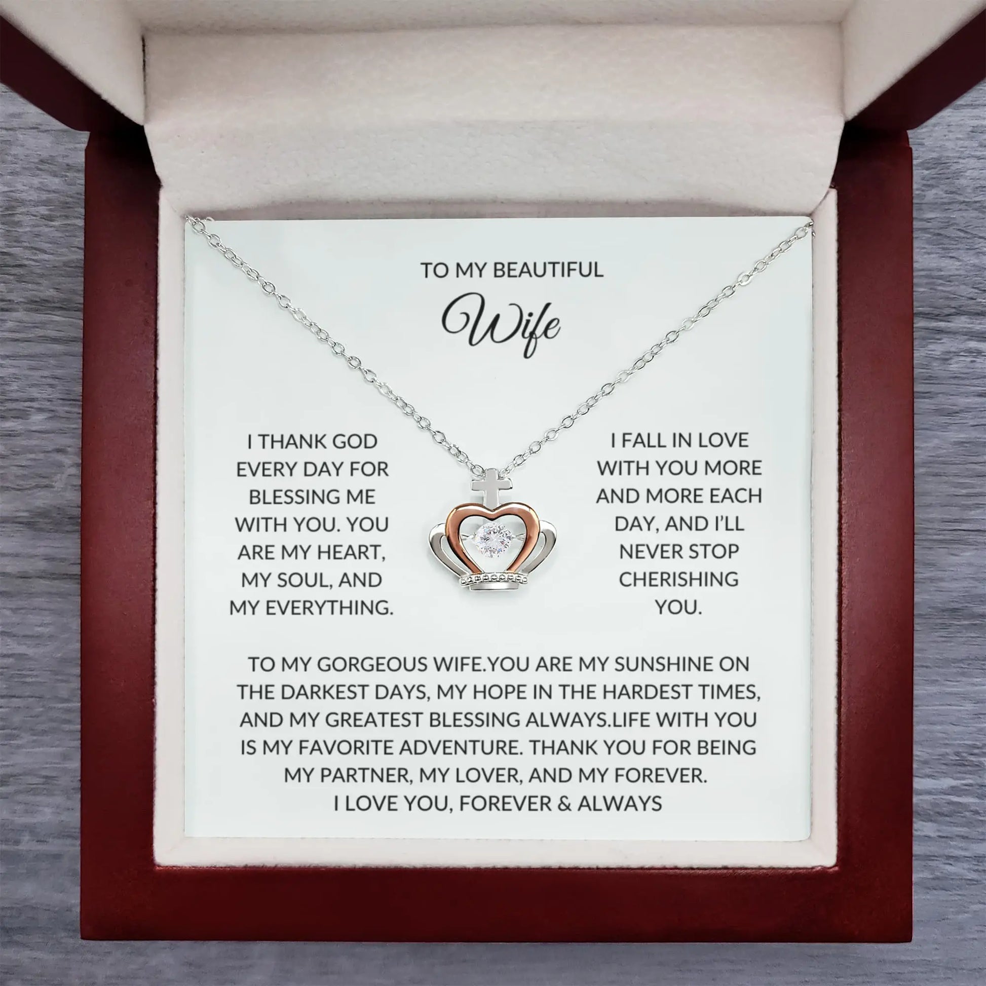 To my wife - Crown Pendant Necklace - Beautiful gift prime Collection Hub
