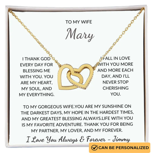 To My Wife - Personalized 18k Interlocked-Hearts Necklace Gift Set prime Collection Hub