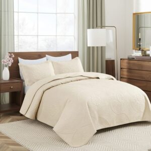 Quilt Bedding Set Floral Bedspread (CREAM)